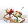Haonai glassware emboss or engraving ice cream bowl glass cup,glass dessert/salad/ice cream bowl with stem